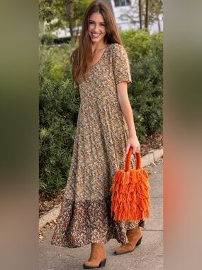 Natural Life “Lucia” Ditsy Floral Maxi Dress,Size-Large